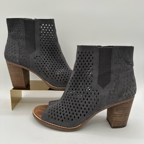 Toms Shoes - TOMS Majorca Suede Perforated Peep Toe Ankle Booties | Size 8.5